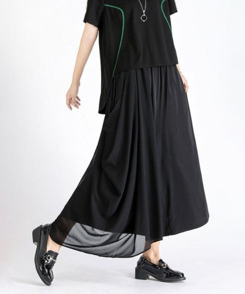 Draped Asymmetric Wide Pants